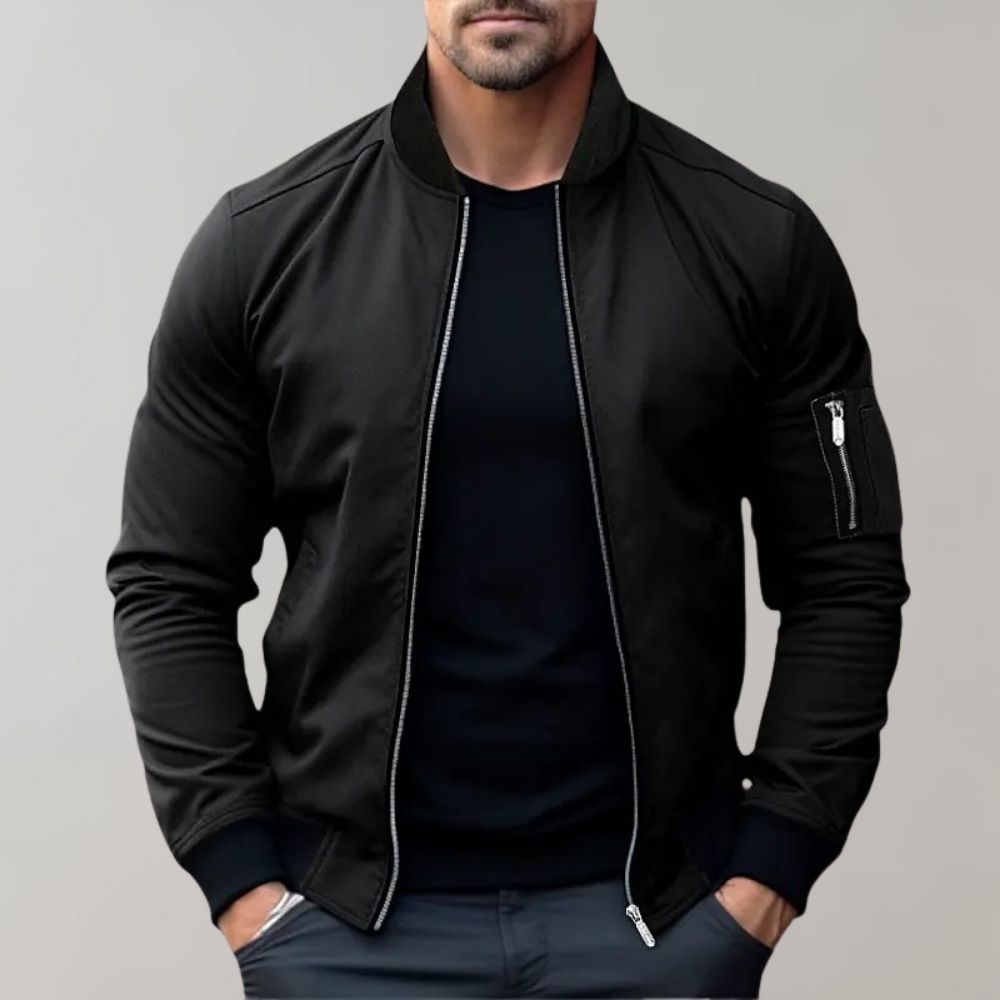 Chic and stylish bomber jacket for men with effortless charm and urban look | Sam
