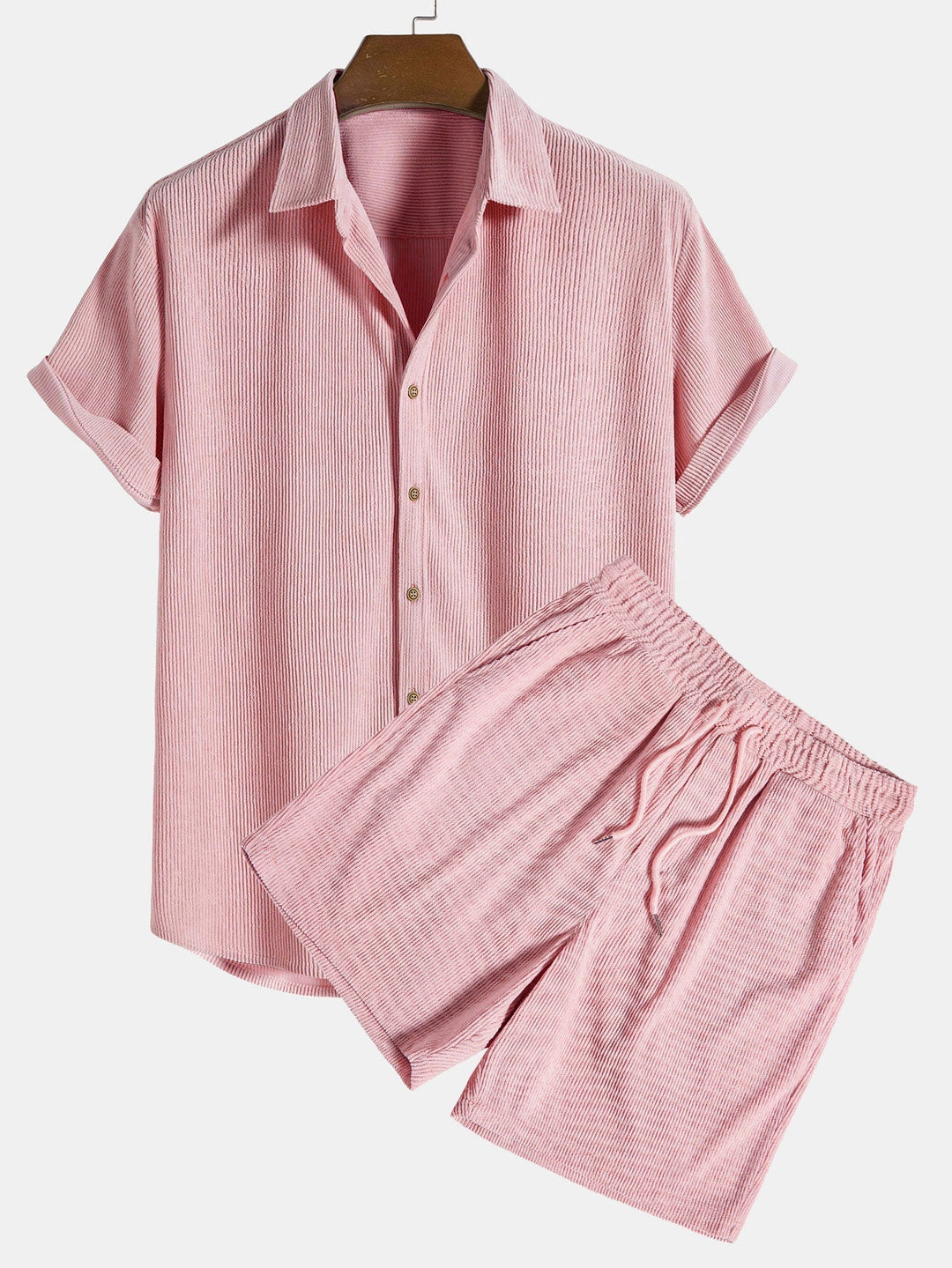 Men's Summer Set | Short-Sleeve Shirt & Shorts | Breathable & Lightweight | Polyester