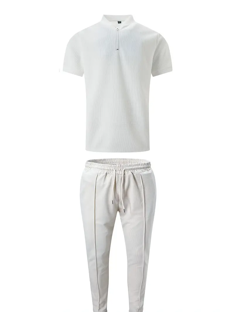 Men's set | Modern & Versatile | Zip-Up Shirt & Pants | Solid Colour