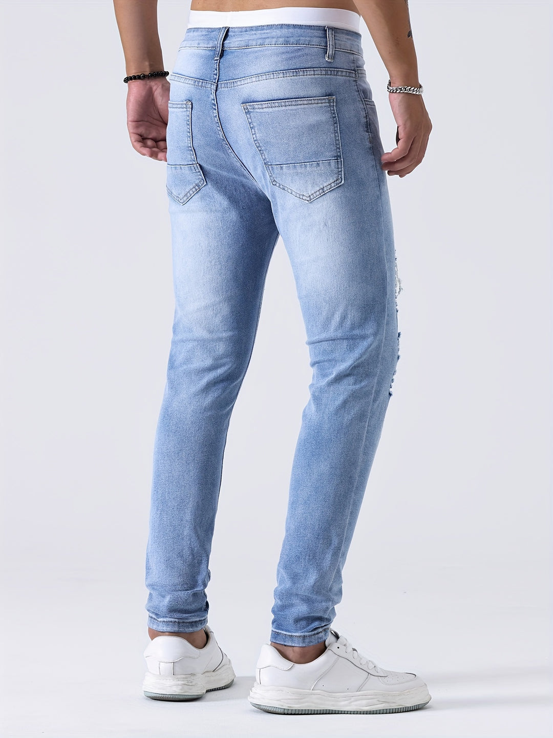 Men's Slim Fit Jeans | Distressed & Washed | Medium Stretch | Denim