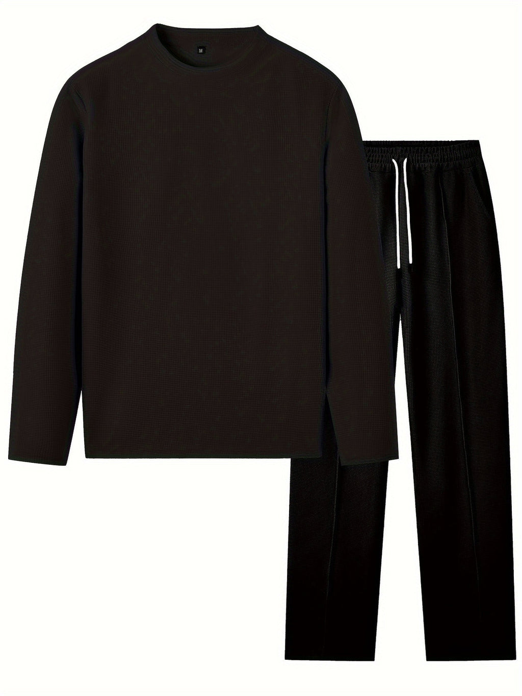 Men's Two-piece Set | Waffle Pattern Sweatshirt & Pants | Casual & Comfortable