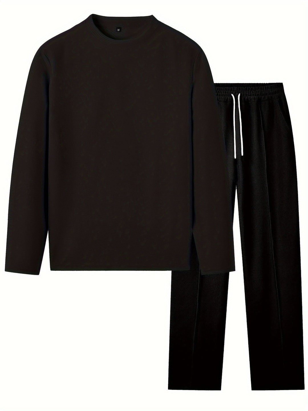 Men's Two-piece Set | Waffle Pattern Sweatshirt & Pants | Casual & Comfortable