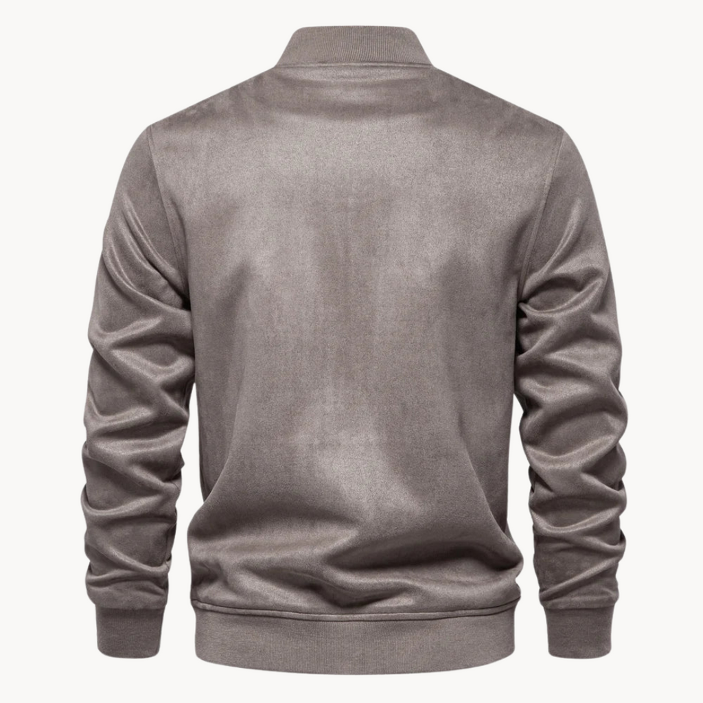Luxury suede bomber jacket for men with sleek design and timeless elegance | Boaz