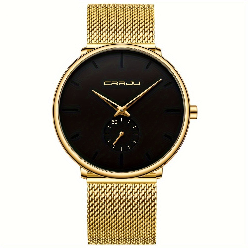 Elegant quartz watch for men with ultra-thin stainless steel bracelet | Timo