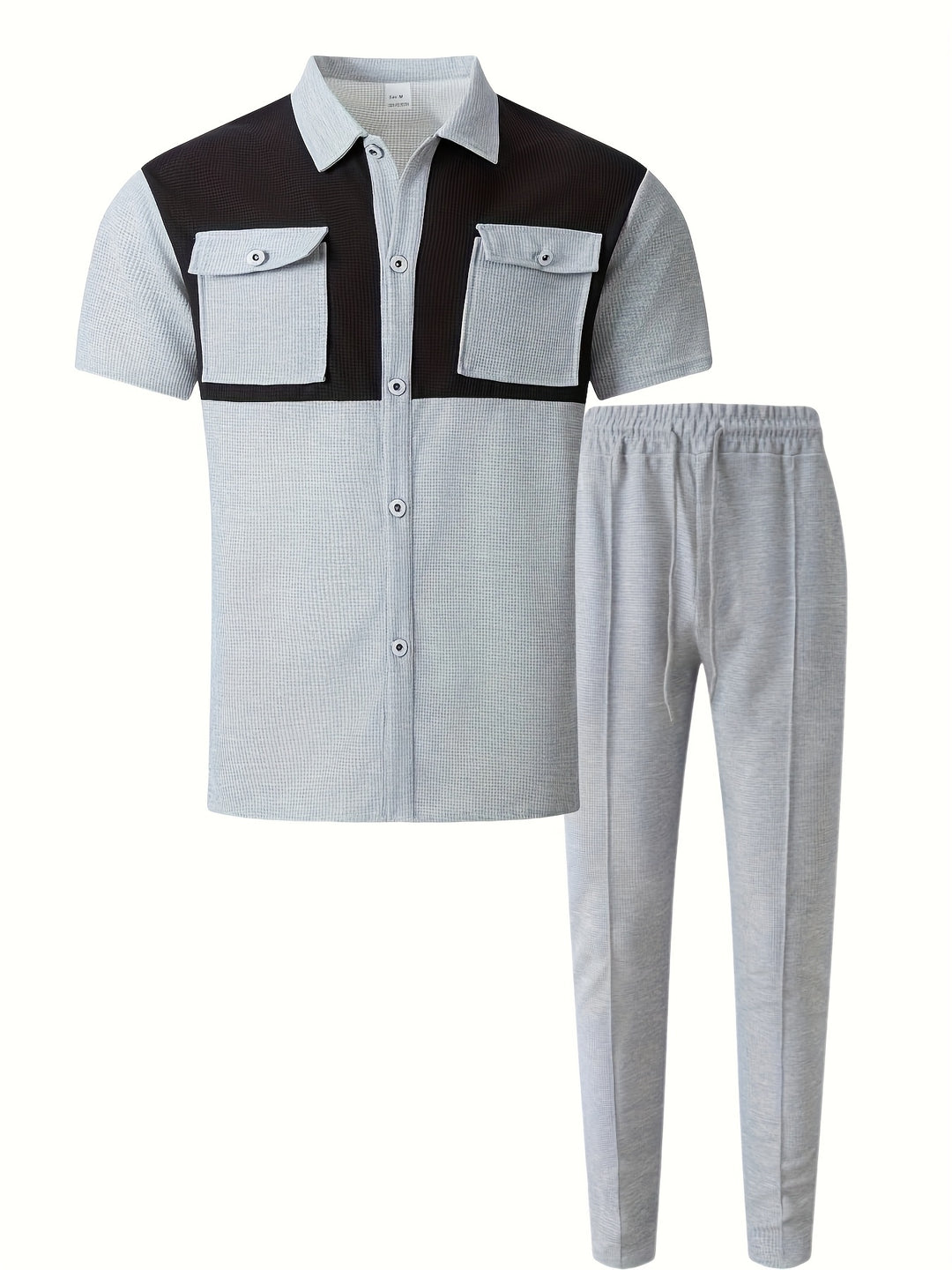 Summer Set | Two-piece Men's Set | Waffle Fabric | Casual Shirt & Pants Suit
