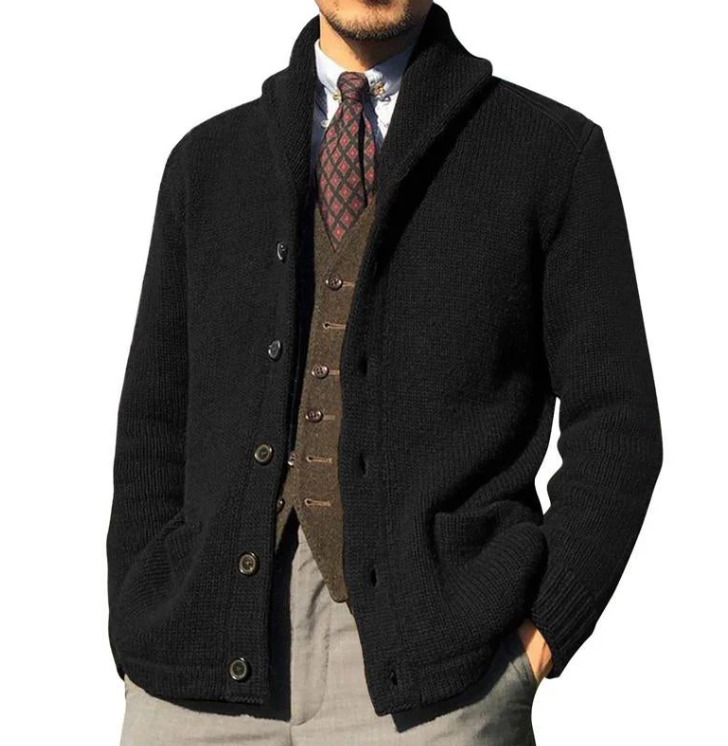 Classic and stylish knitted jacket with button closure and refined design for men | Daan