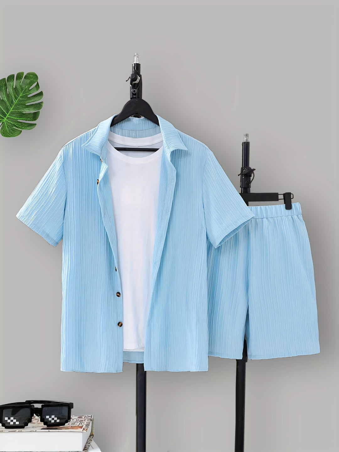 Men's Set | Fresh & Stylish | Structured Shirt & Shorts | Elastic Waist