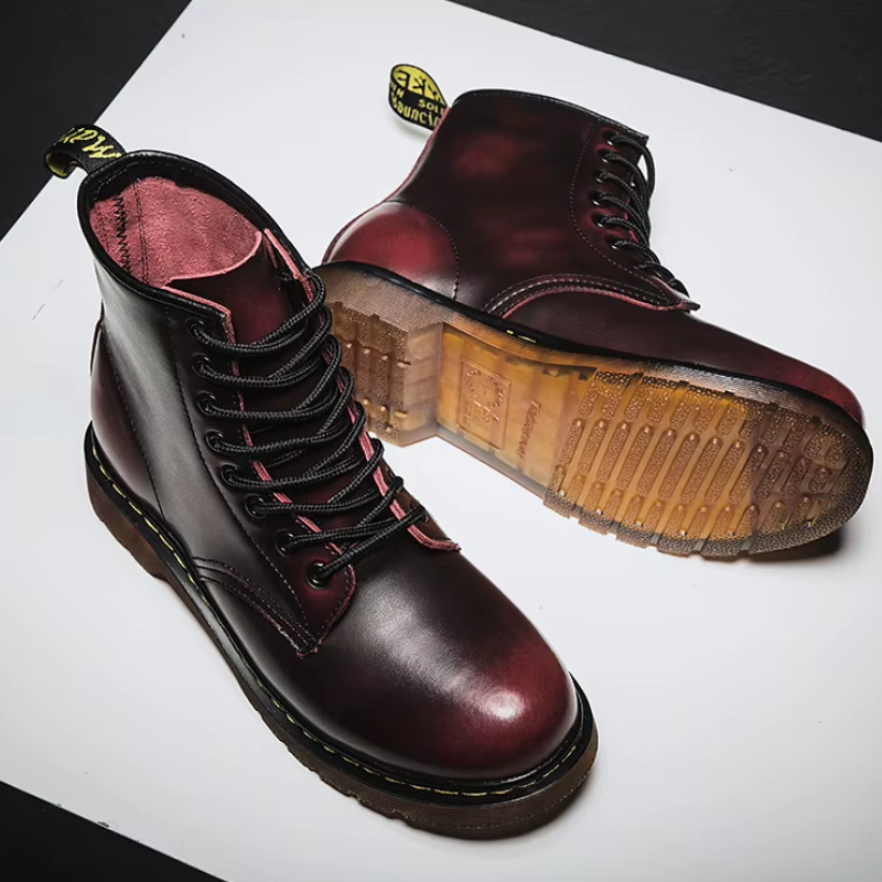 Durable leather lace-up winter boots for men with non-slip sole and classic elegance | Jari