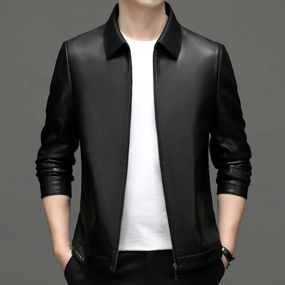 Classic men's leather jacket with timeless design and refined comfort | Jayden