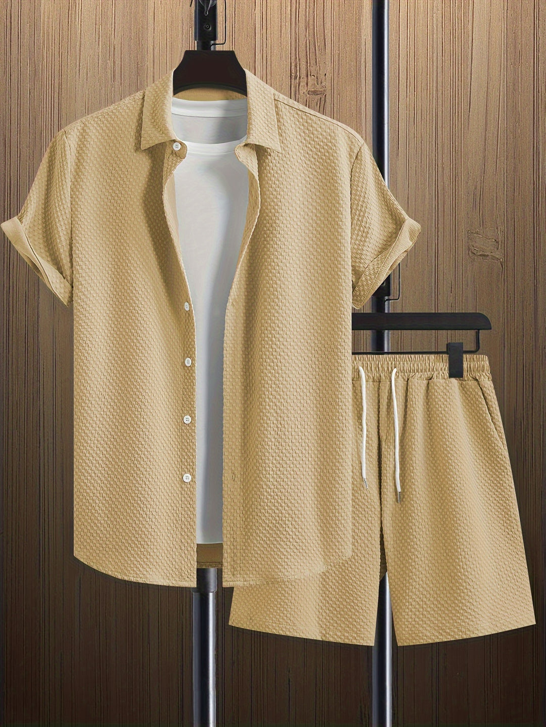 Men's Summer Set | Reverse Shirt & Drawstring Shorts | Solid Colour | Casual