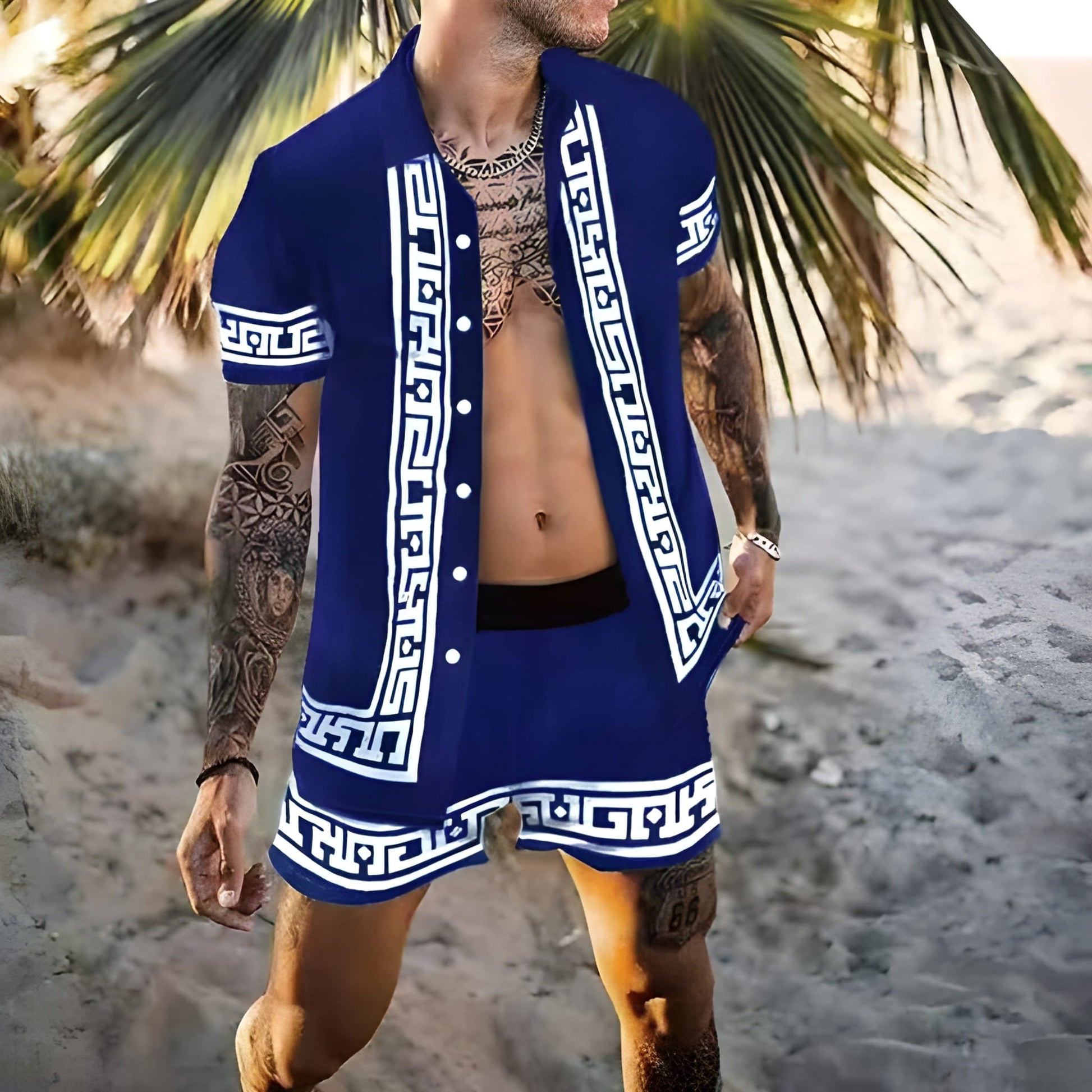 Men's Summer Set | Hawaii Shirt & Shorts | Two-piece Beach Set | Button-down & Print