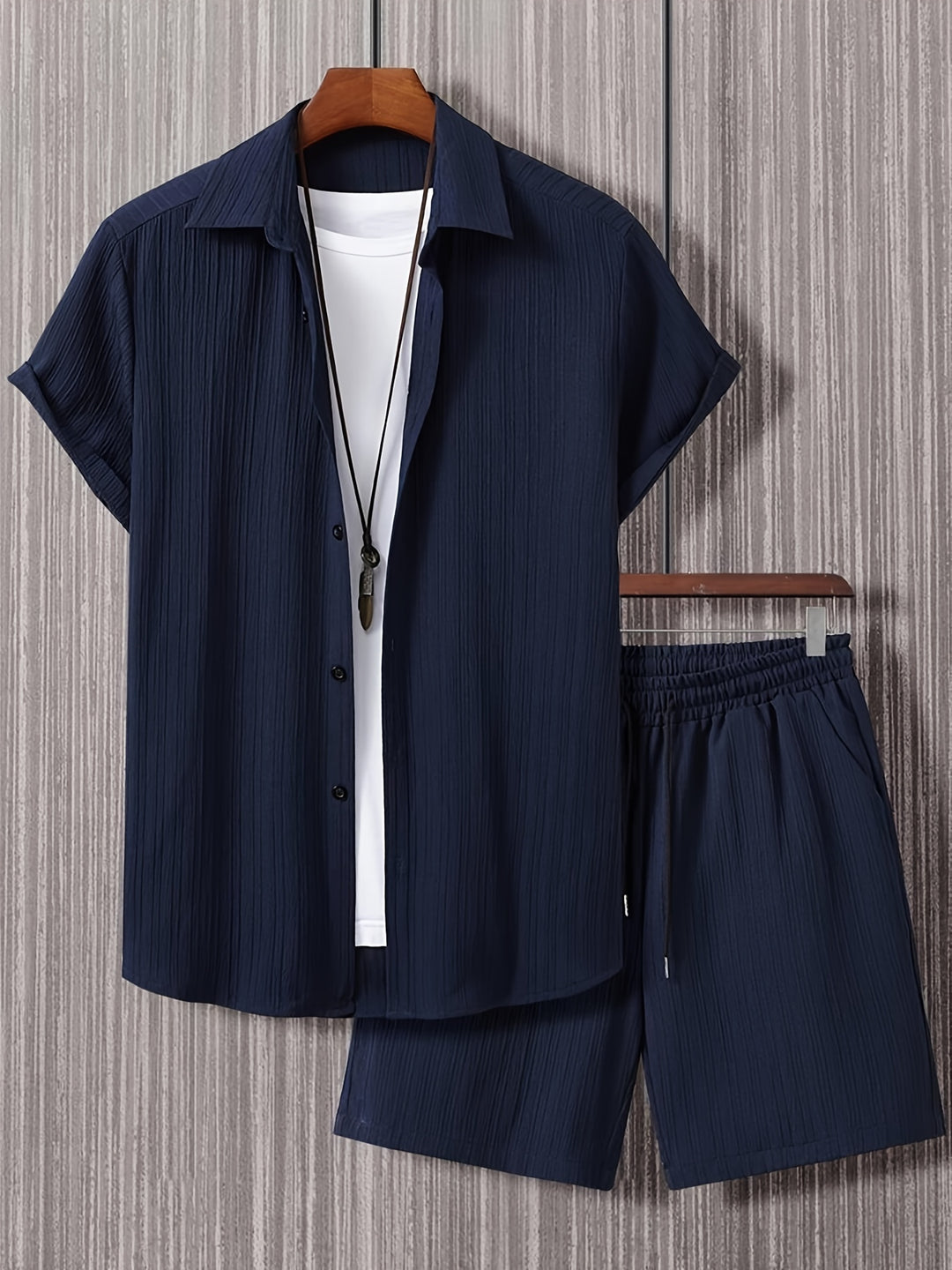 Men's Summer Set | Lapel Shirt & Shorts | Casual & Sporty