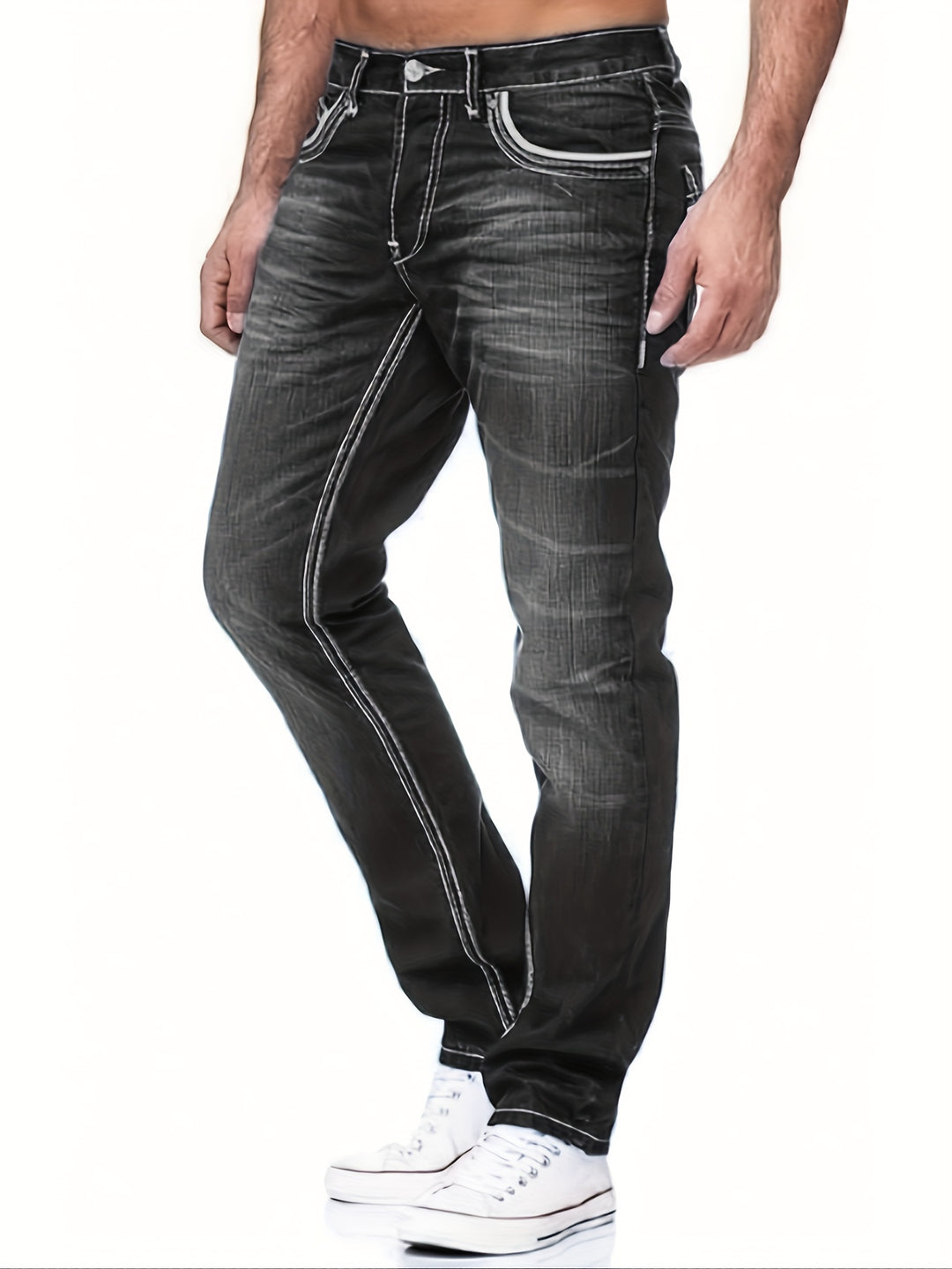 Men's Jeans | Slim Fit | Stretch Denim & Embroidered Pocket | Casual Style