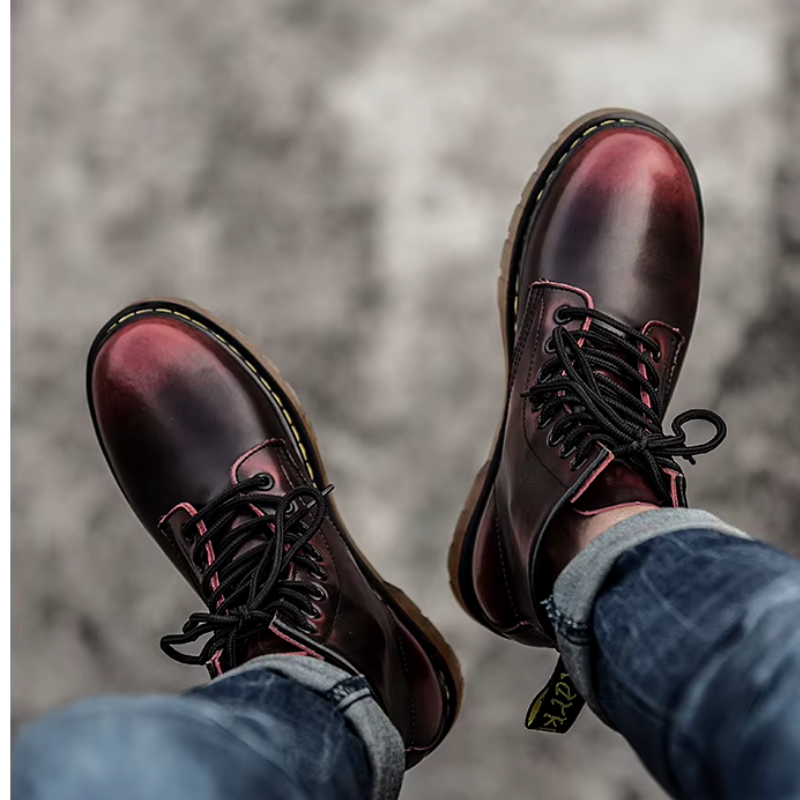 Durable leather lace-up winter boots for men with non-slip sole and classic elegance | Jari
