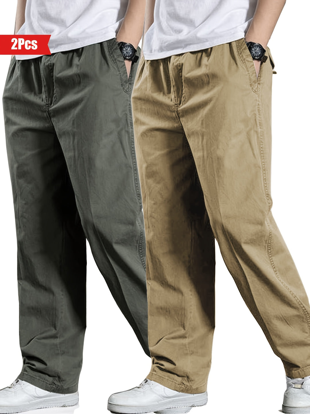 Men's Set of 2 Pants | 100% Cotton & Loose Fit | Outdoor & Casual Clothing