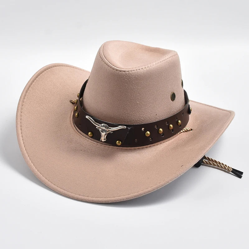 Cowboy Hat | Classic Model | Vegan Leather & Braided Chinstrap | Adjustable Design