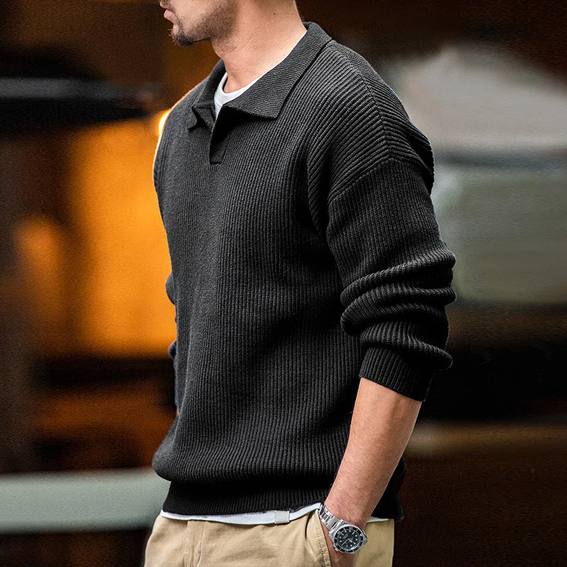 Knitted men's polo jumper with sophisticated style and timeless elegance | Tim
