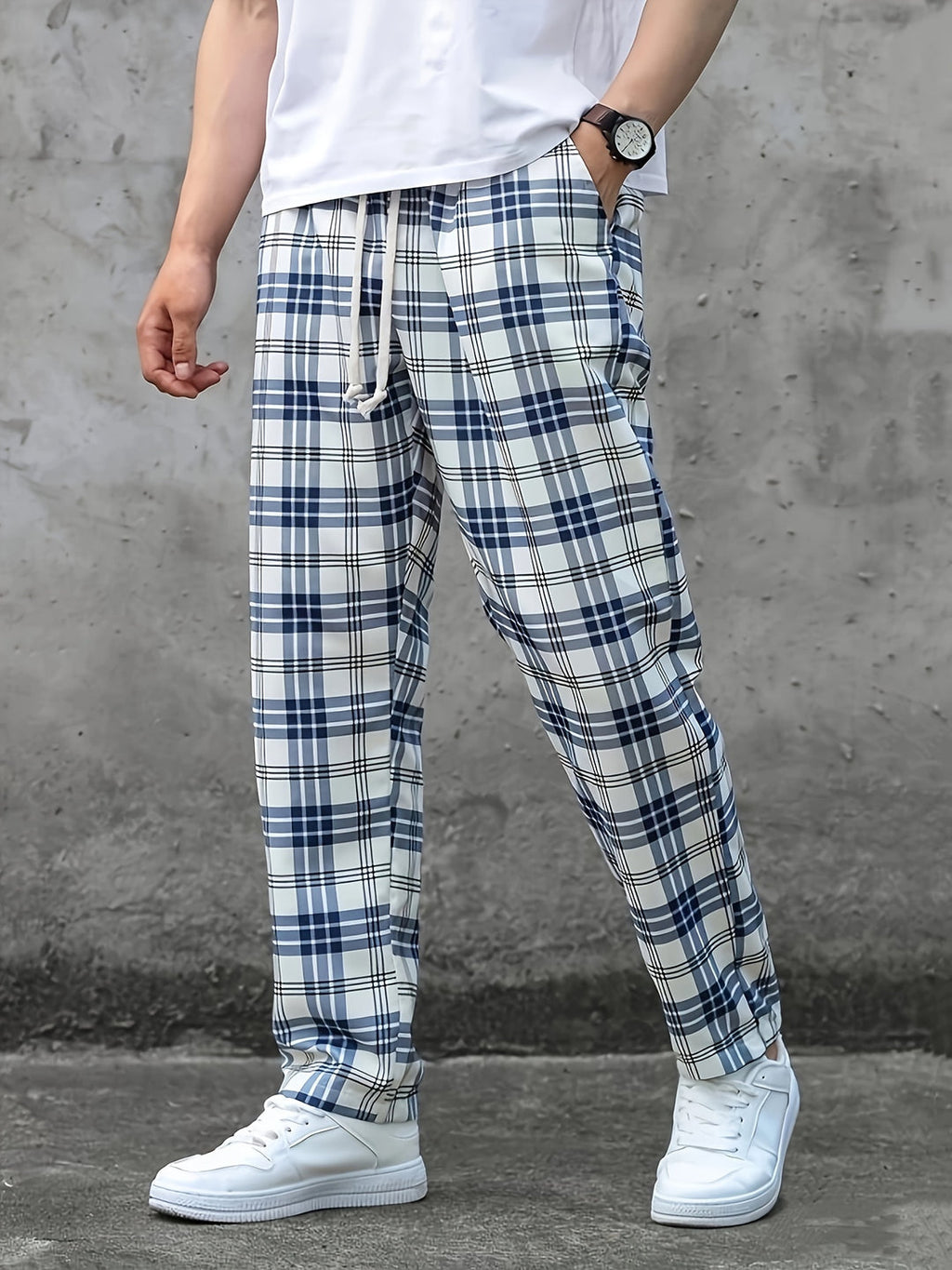 Men's Joggers | Retro Checkered | Stretch & Comfort | Casual Elegance