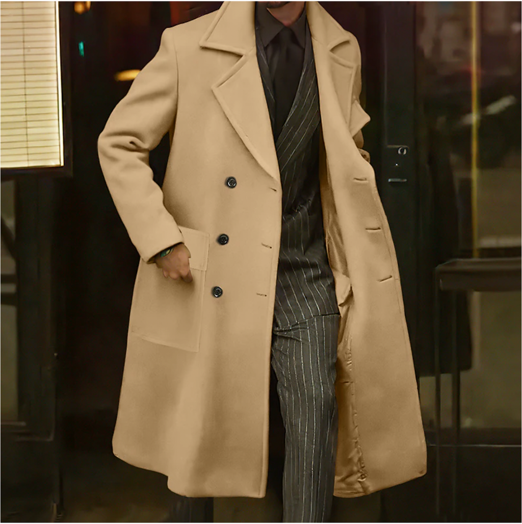Luxury men's long winter coat with elegant warmth and sophisticated design | Nolan