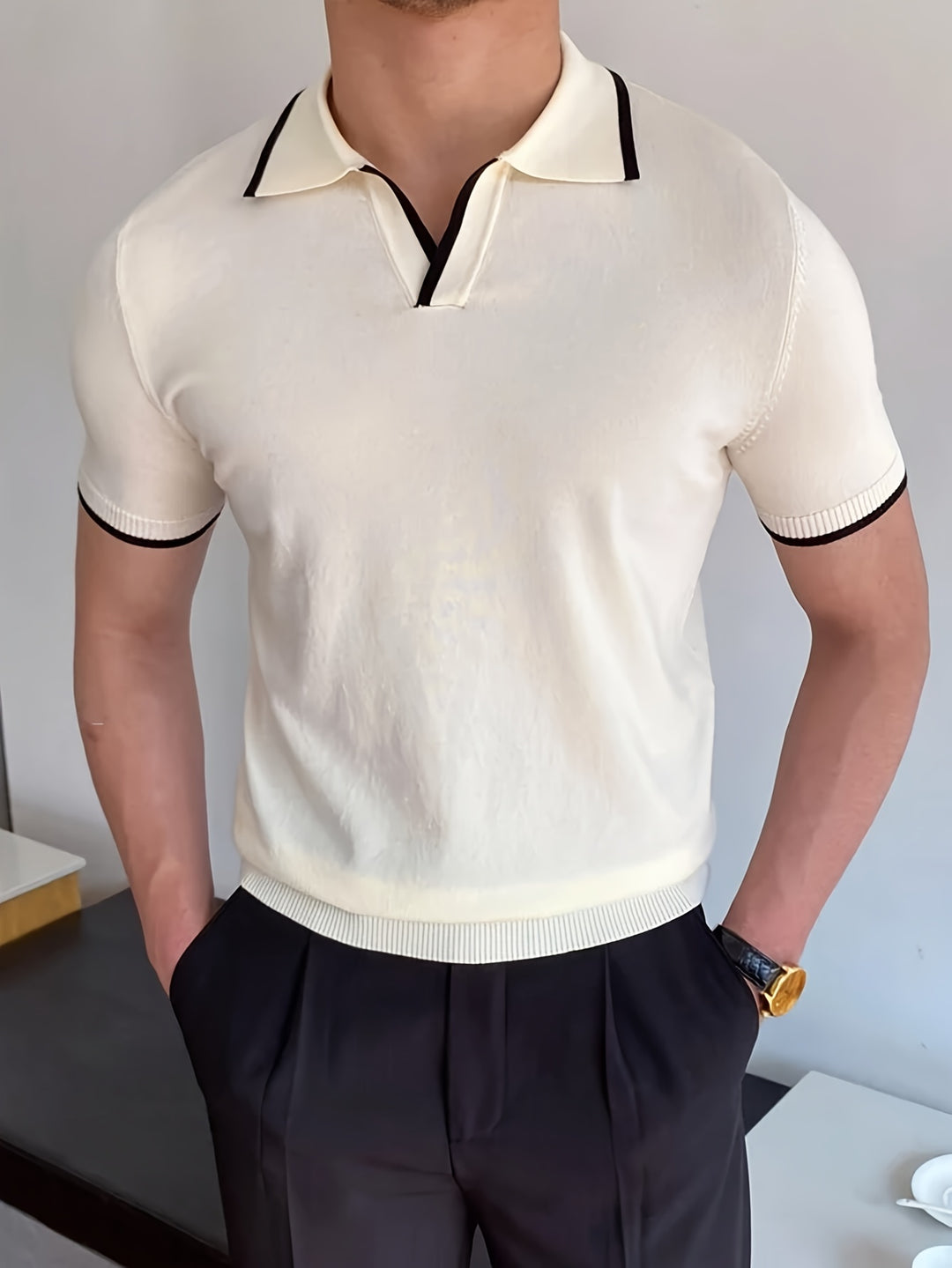 Elegant and breathable men's short-sleeved polo shirt with comfortable stretch | Valentine
