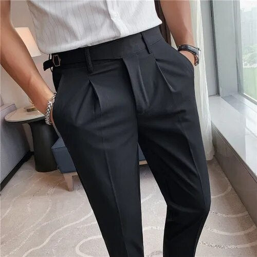 Elegant Slim-Fit Dress Pants for Men with Belt Design and Timeless Refinement | Simon
