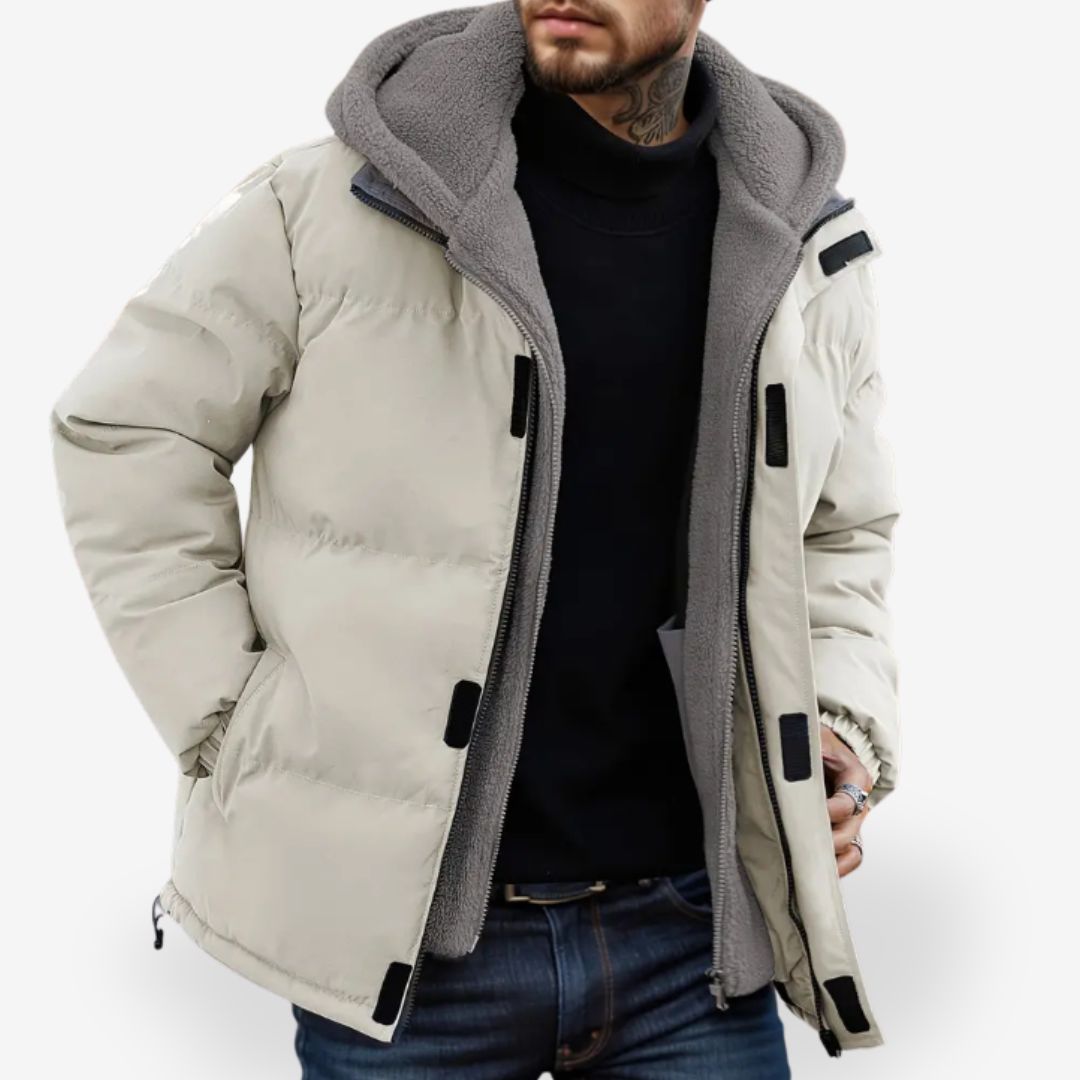 Double-layer insulated men's hooded jacket for ultimate warmth and timeless style | Raf