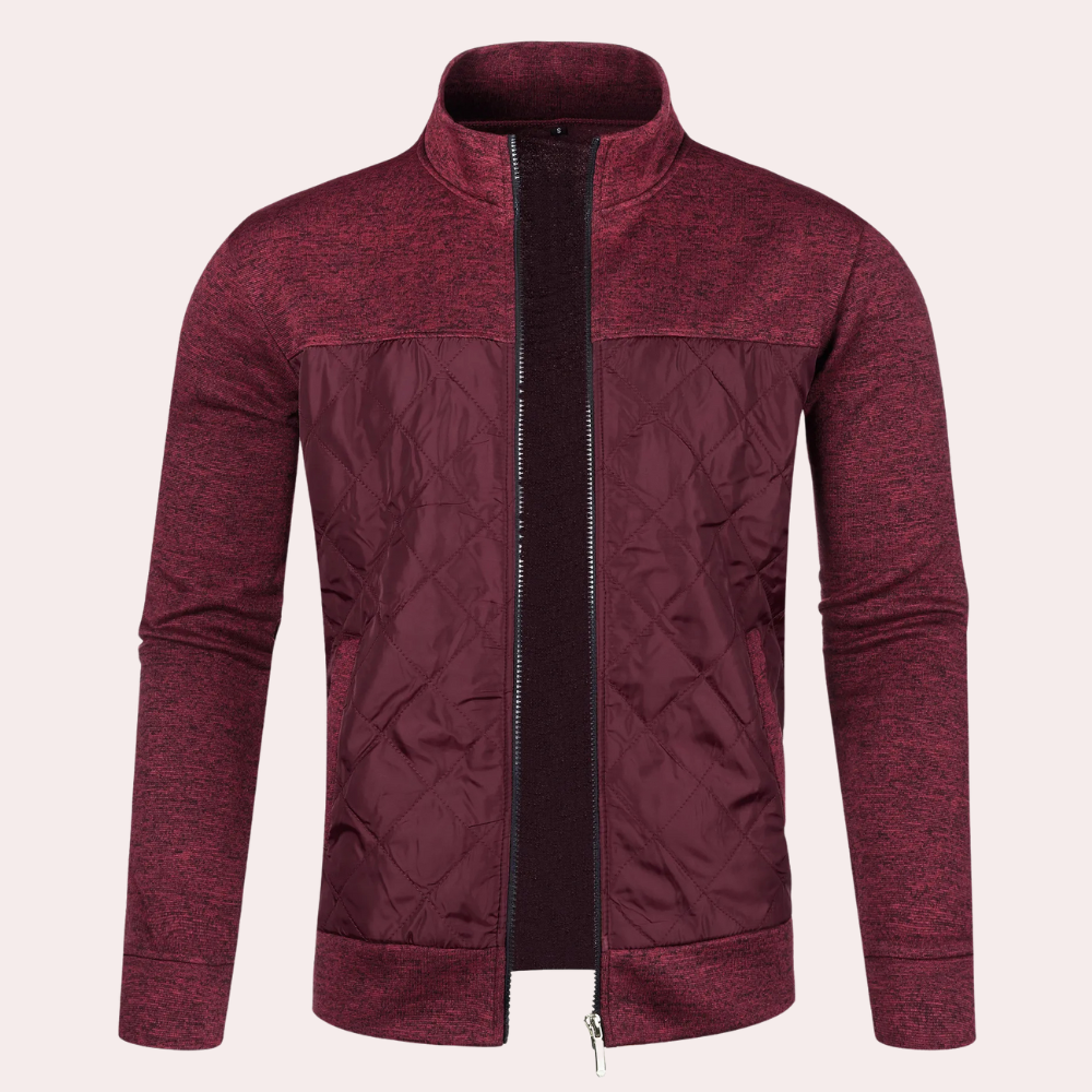 Fashionable Slim Standing Collar Jacket for Men with Diamond Pattern and Modern Style | Arthur