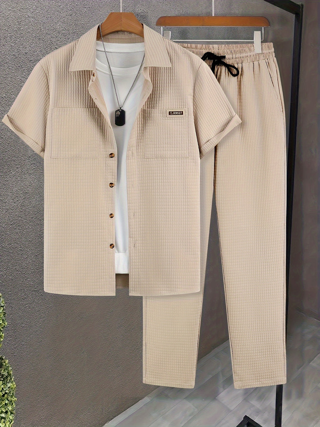 Men's Two-piece Casual Suit | Short-Sleeve Shirt & Long Pants | Summer