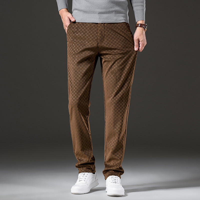 Elegant and versatile men's checked corduroy trousers with timeless charm | Victor