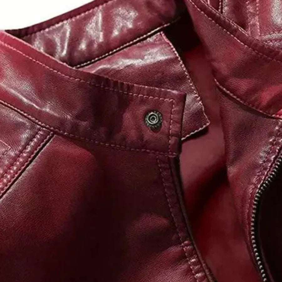 Elegant leather jacket with high collar for men with refined style and timeless comfort | Joey