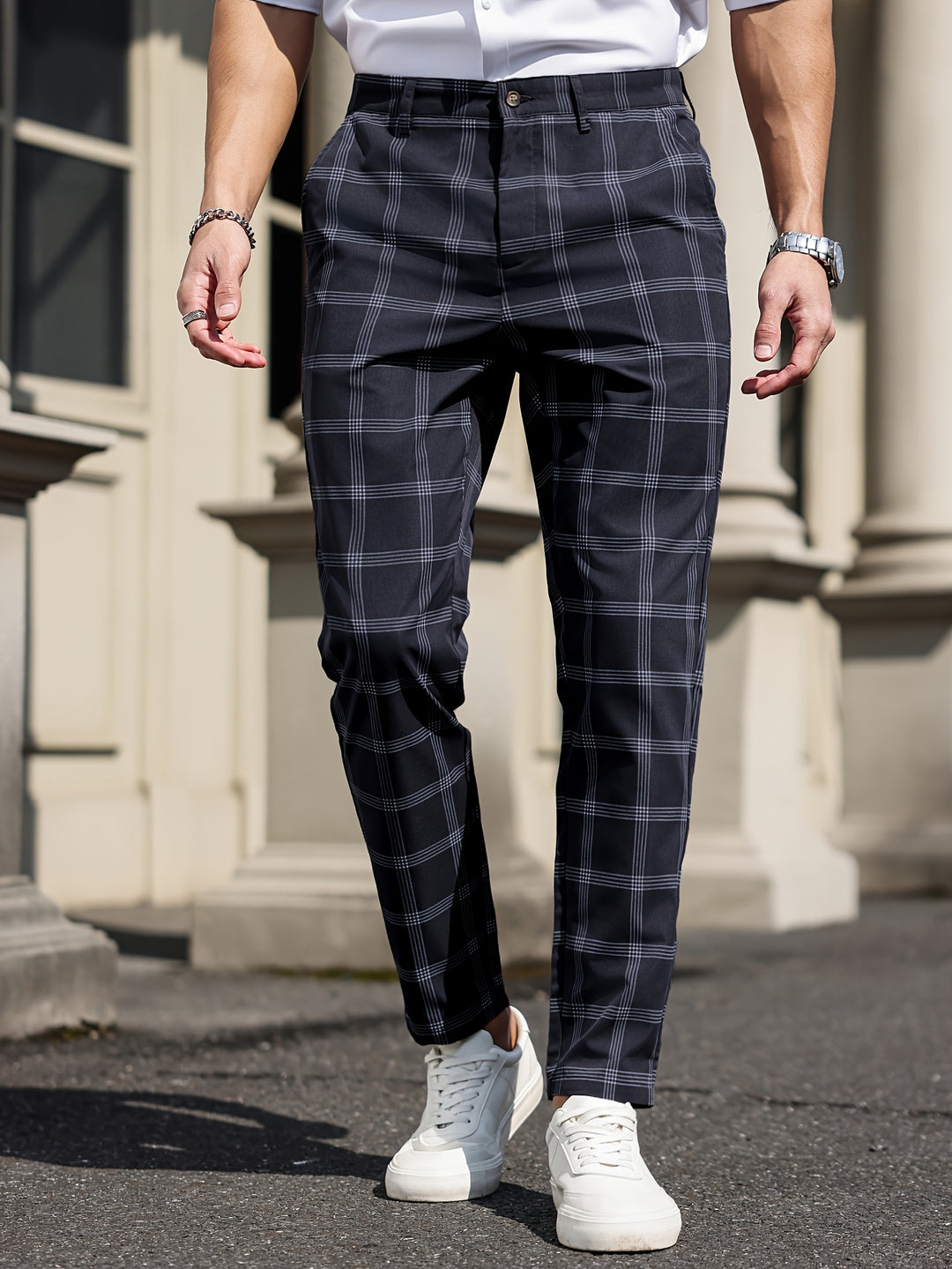 Men's Trousers | Checkered Design | Straight Leg | Comfort & Pockets | Spring & Autumn