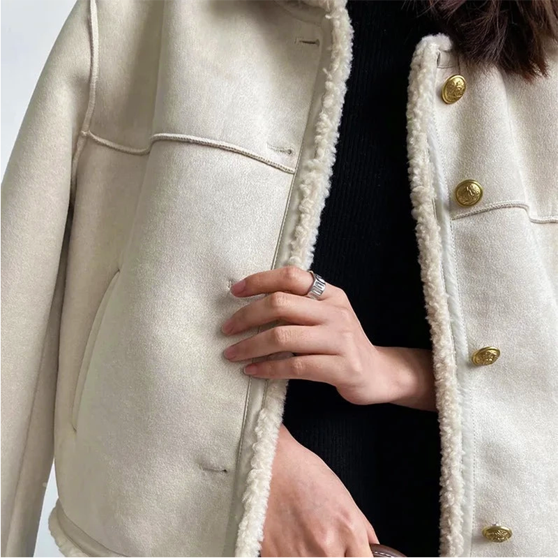 Women's - Cosy Vintage Suede Jacket - Stylish Fit