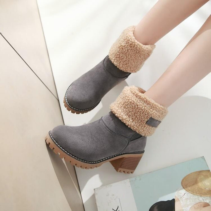 Warm winter boots made from winter fur