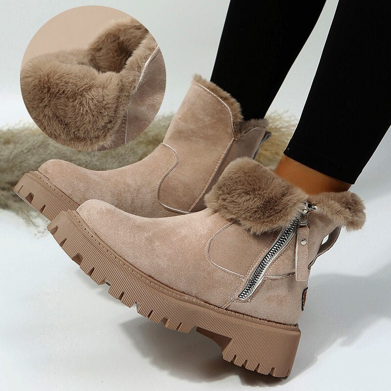 Women's - Non-Slip Ankle Boots - Side Zip Enclosure