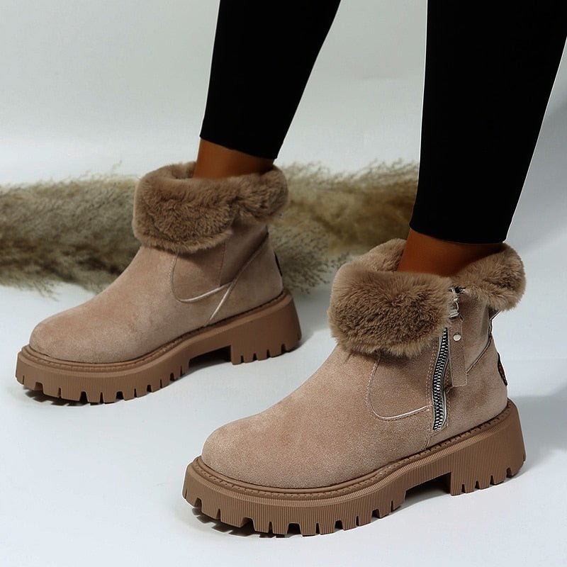 Women's - Non-Slip Ankle Boots - Side Zip Enclosure