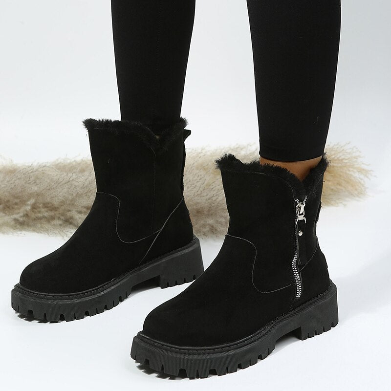 Women's - Non-Slip Ankle Boots - Side Zip Enclosure