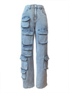 Stretch Denim Cargo Trousers for Women