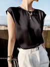 Versatile round neck blouse with short sleeves