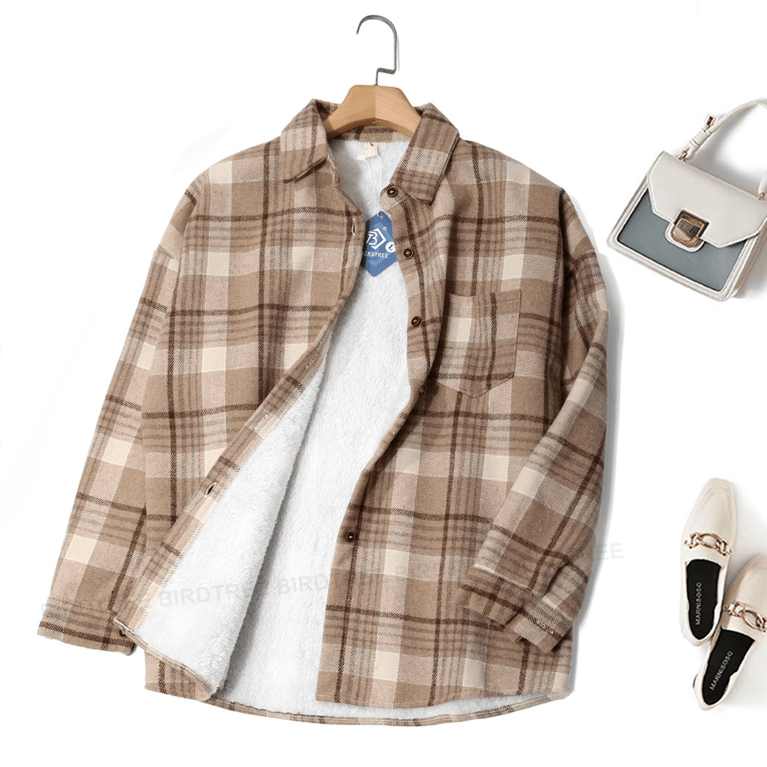 Eva™ | Checked jacket with fur
