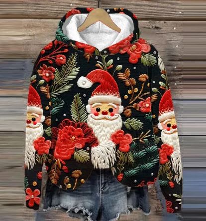 Vintage Santa hoodie with print