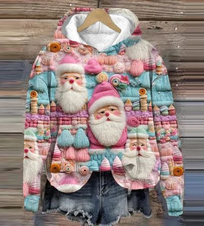 Vintage Santa hoodie with print