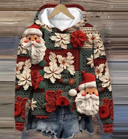 Vintage Santa hoodie with print