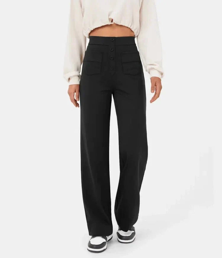 Trousers with high waistband