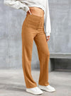 Elasticated high-waisted casual trousers for women