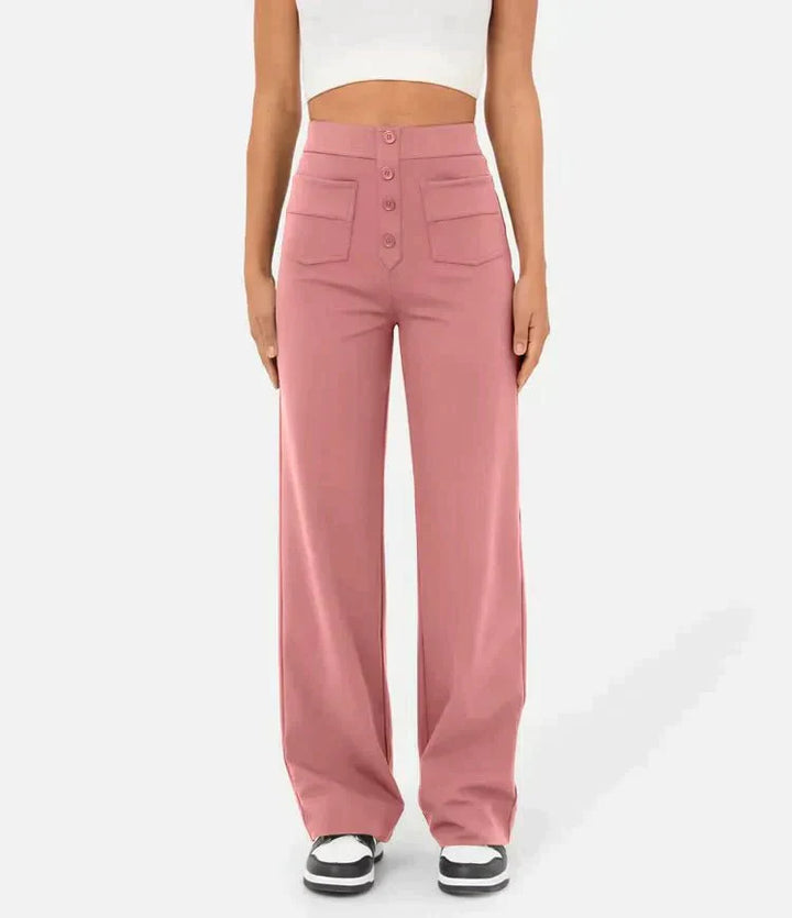 Trousers with high waistband