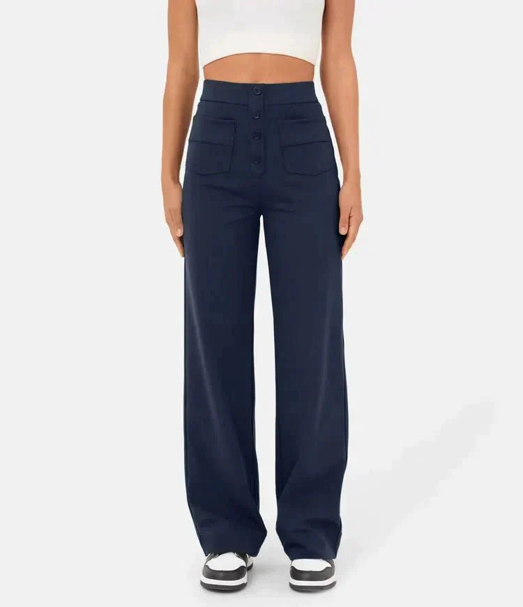 Trousers with high waistband