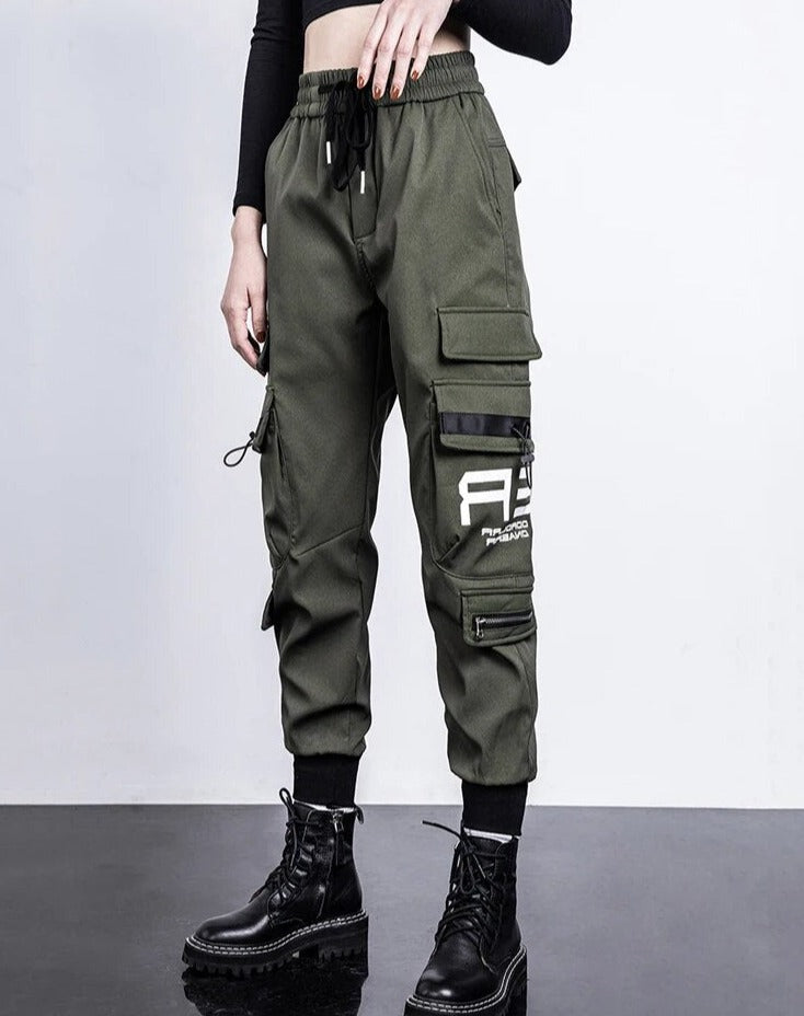 Women's High Waist Cargo Trousers