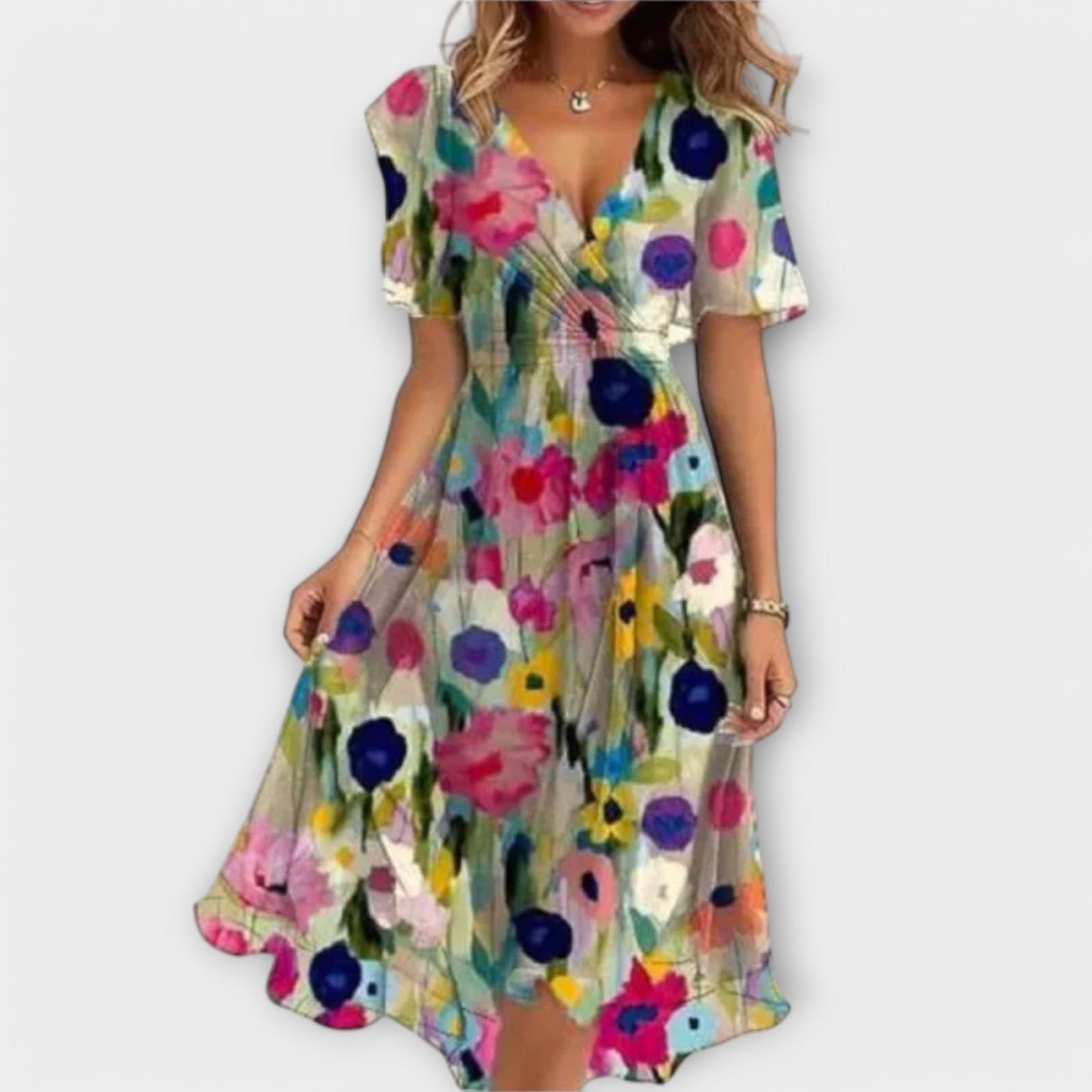 Women's – Dress – V-Neck Style – Casual Midi Dress