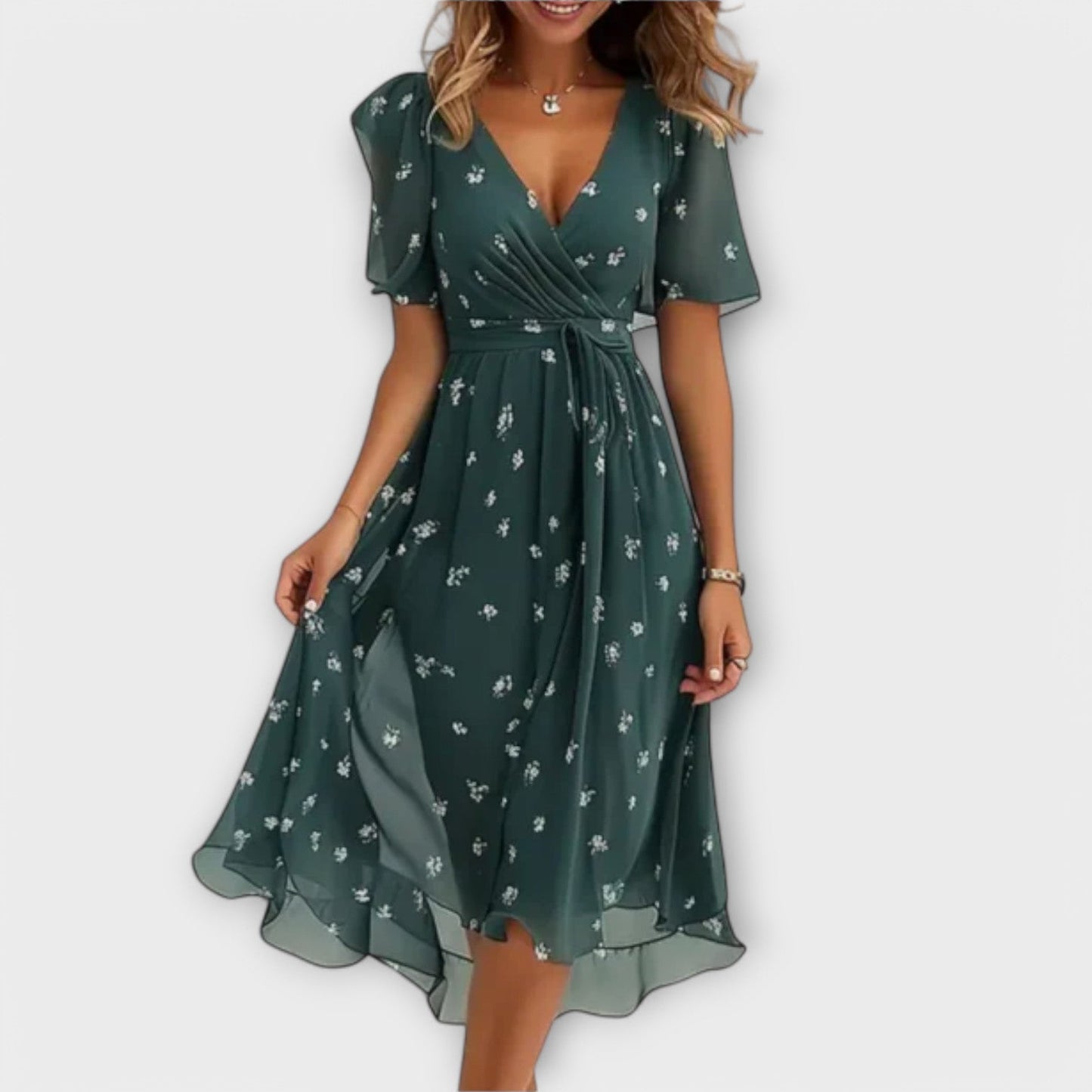 Women's – Dress – V-Neck Style – Casual Midi Dress