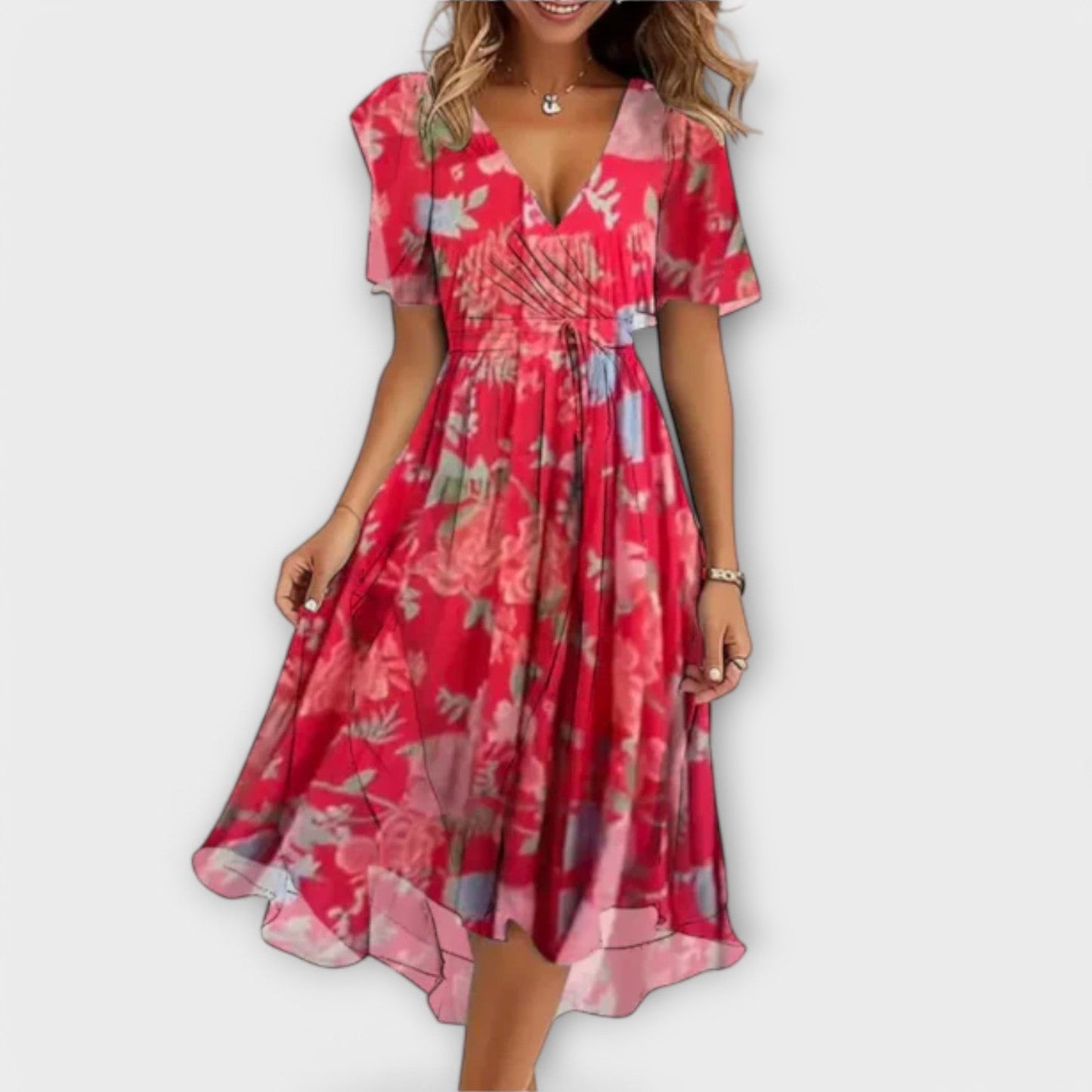 Women's – Dress – V-Neck Style – Casual Midi Dress